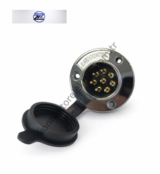 HZ CONNECTORS GX25 25M-8E Yuvarlak Flanş 8 Pin Metal Kasa Panel Tipi Erkek Mike (Mayk) Konnektör