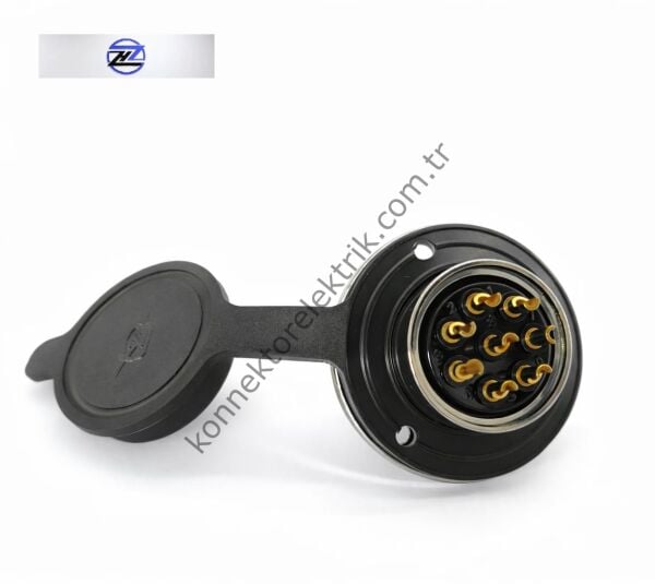 HZ CONNECTORS GX25 25M-8E Yuvarlak Flanş 8 Pin Metal Kasa Panel Tipi Erkek Mike (Mayk) Konnektör