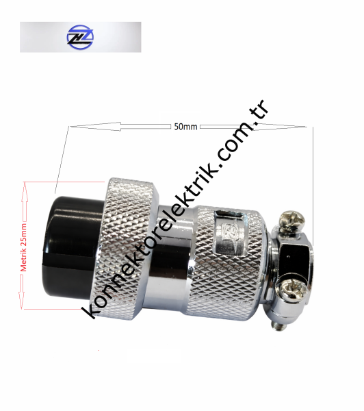 HZ CONNECTORS GX25 25M-10A 10 Pin Metal Kasa Kablo Tipi Dişi Mike (Mayk) Konnektör