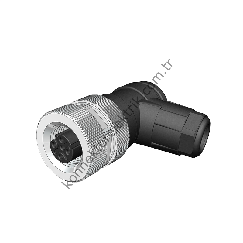 VELLEDQ M12 D Kod 4 Pin Dişi 90° Açılı Konnektör