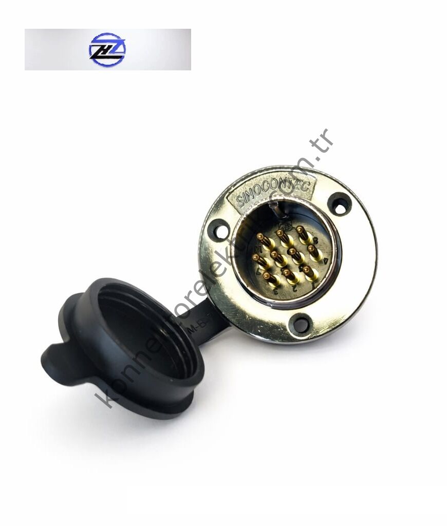 HZ CONNECTORS GX25 25M-10E Yuvarlak Flanş 10 Pin Metal Kasa Panel Tipi Erkek Mike (Mayk) Konnektör