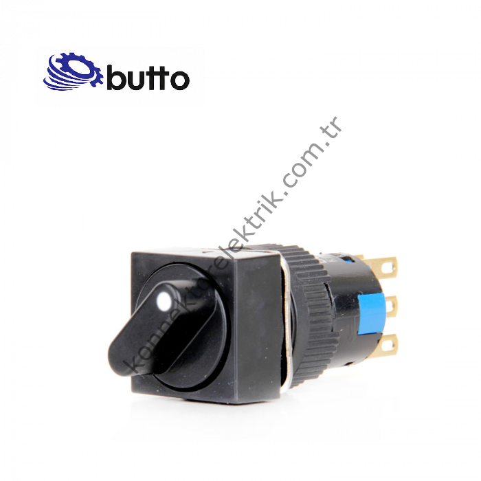 BUTTO K16-422-2  16mm Kare Plastik Gövde 0-1 Kalıcı Mandal Buton