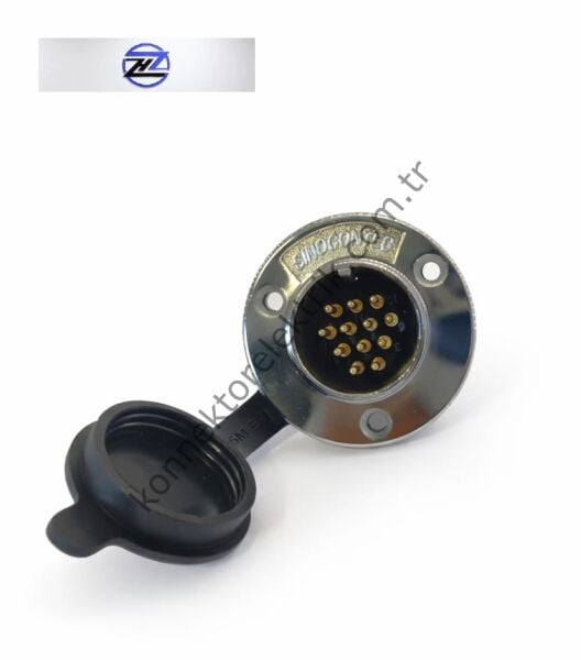 HZ CONNECTORS GX25 25M-12E Yuvarlak Flanş 12 Pin Metal Kasa Panel Tipi Erkek Mike (Mayk) Konnektör