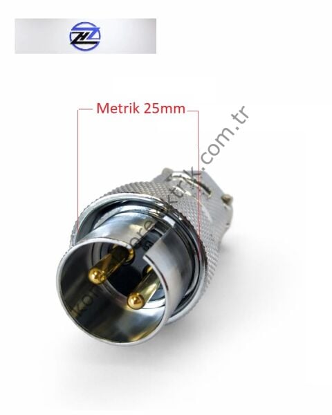 HZ CONNECTORS GX25 25MF-2A 2 Pin Metal Kasa Kablo Tipi Erkek Mike (Mayk) Konnektör