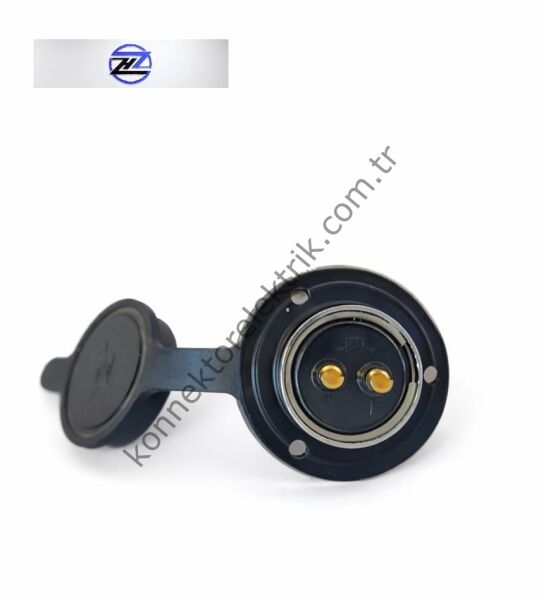 HZ CONNECTORS GX25 25MF-2E Yuvarlak Flanş 2 Pin Metal Kasa Panel Tipi Dişi Mike (Mayk) Konnektör