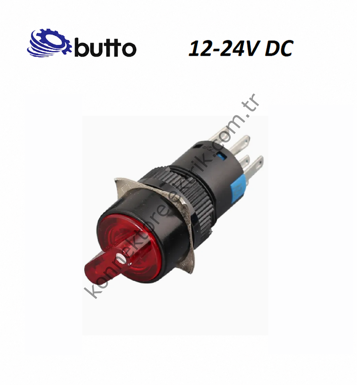 BUTTO K16-472-2-RD 16mm Yuvarlak Plastik Gövde 0-1 Kalıcı Mandal Buton Led Işıklı