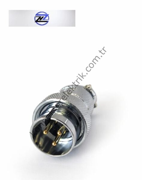 HZ CONNECTORS GX25 25MF-3A 3 Pin Metal Kasa Kablo Tipi Erkek Mike (Mayk) Konnektör