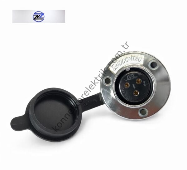 HZ CONNECTORS GX25 25MF-3E Yuvarlak Flanş 3 Pin Metal Kasa Panel Tipi Dişi Mike (Mayk) Konnektör