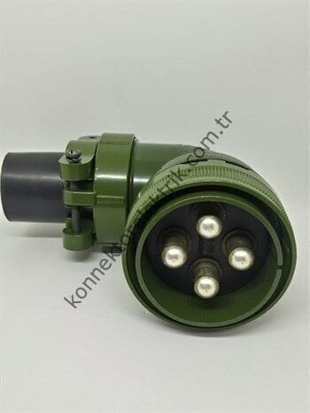 KUKDONG MS3108F 36-5P 4 Pin Metal Kasa 90° Açılı Kablo Tipi Erkek Askeri Konnektör