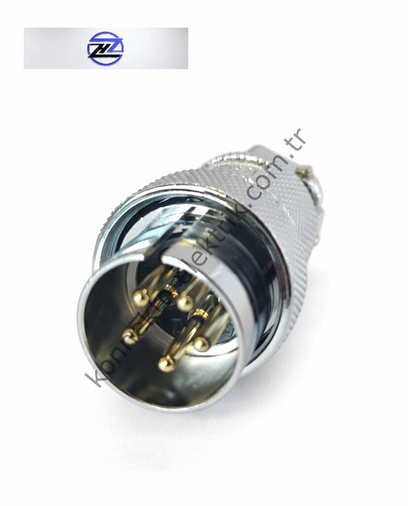 HZ CONNECTORS GX25 25MF-5A 5 Pin Metal Kasa Kablo Tipi Erkek Mike (Mayk) Konnektör