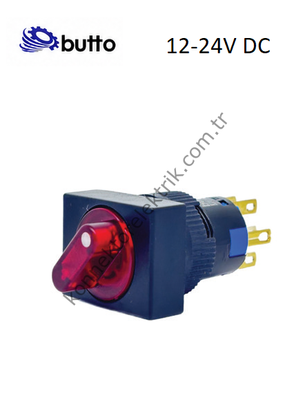 BUTTO K16-492-2-RD 16mm Dikdörtgen Plastik Gövde 0-1 Kalıcı Mandal Buton Led Işıklı
