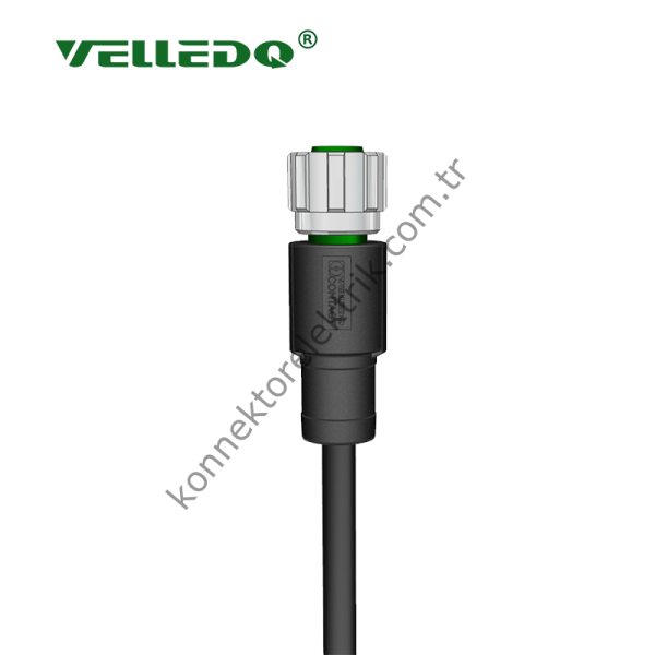 VELLEDQ M12 8 Pin Dişi 10mt Kablolu Konnektör