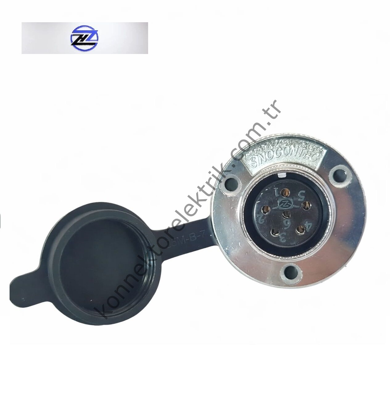 HZ CONNECTORS GX25 25MF-6E Yuvarlak Flanş 6 Pin Metal Kasa Panel Tipi Dişi Mike (Mayk) Konnektör