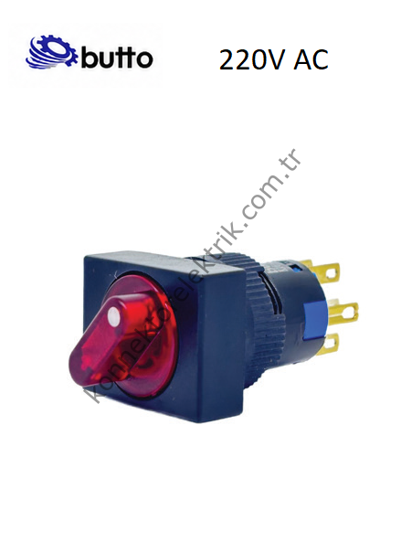 BUTTO K16-492-2-RA2 16mm Dikdörtgen Plastik Gövde 0-1 Kalıcı Mandal Buton Led Işıklı
