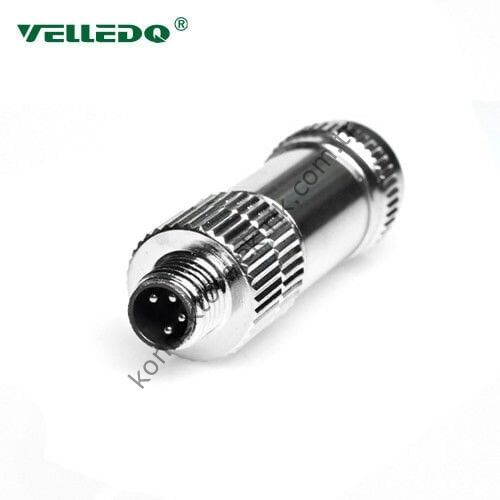 VELLEDQ M8 4 Pin Erkek Metal Kasa Konnektör