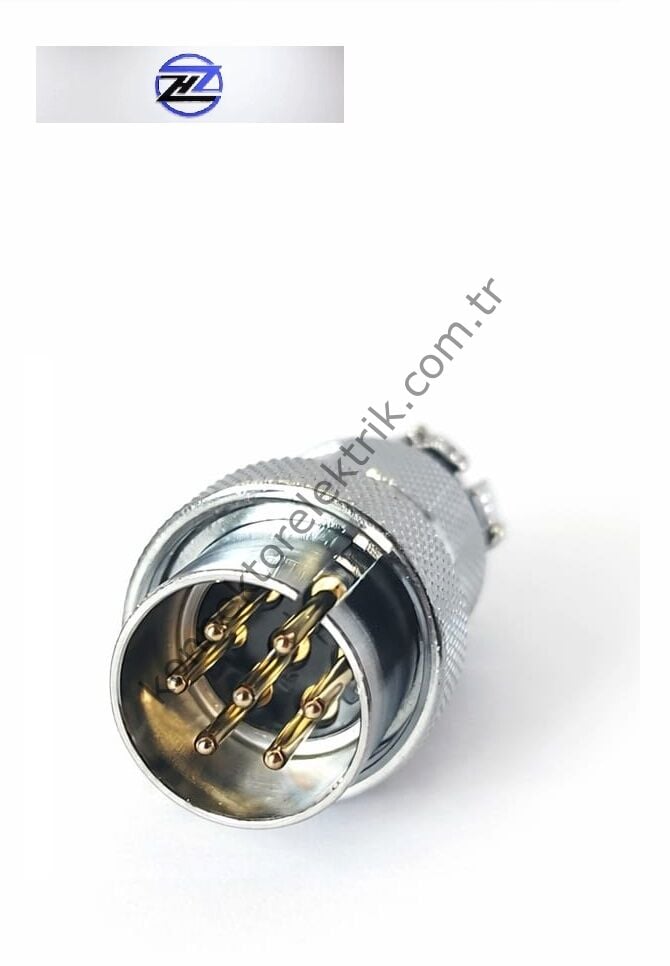 HZ CONNECTORS GX25 25MF-7A 7 Pin Metal Kasa Kablo Tipi Erkek Mike (Mayk) Konnektör
