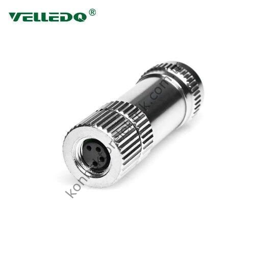 VELLEDQ M8 4 Pin Dişi Metal Kasa Konnektör