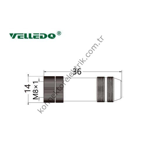 VELLEDQ M8 4 Pin Dişi Metal Kasa Konnektör
