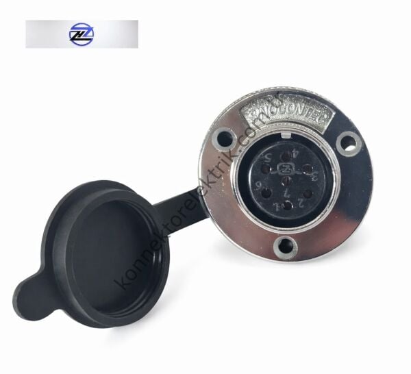 HZ CONNECTORS GX25 25MF-7E Yuvarlak Flanş 7 Pin Metal Kasa Panel Tipi Dişi Mike (Mayk) Konnektör