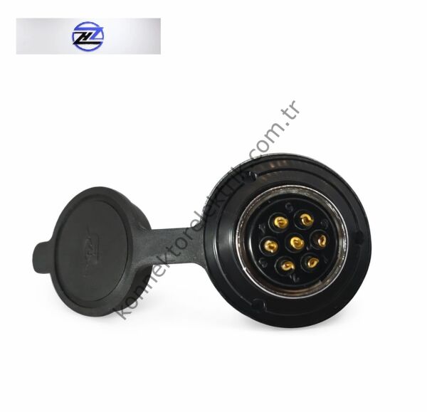 HZ CONNECTORS GX25 25MF-7E Yuvarlak Flanş 7 Pin Metal Kasa Panel Tipi Dişi Mike (Mayk) Konnektör