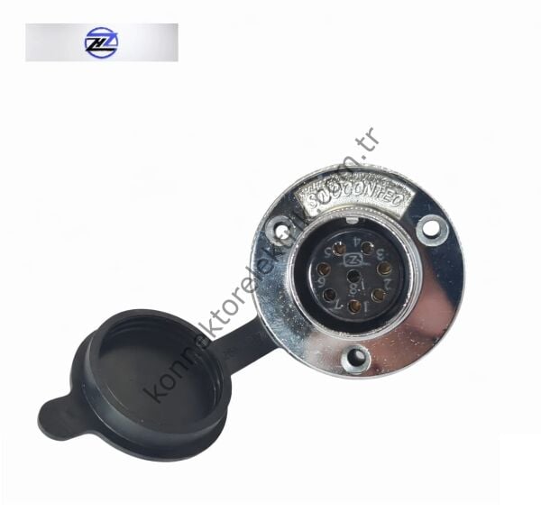 HZ CONNECTORS GX25 25MF-8E Yuvarlak Flanş 8 Pin Metal Kasa Panel Tipi Dişi Mike (Mayk) Konnektör
