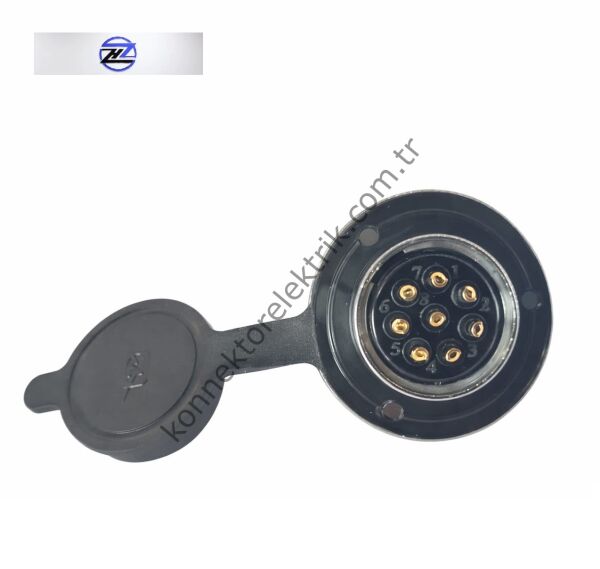 HZ CONNECTORS GX25 25MF-8E Yuvarlak Flanş 8 Pin Metal Kasa Panel Tipi Dişi Mike (Mayk) Konnektör