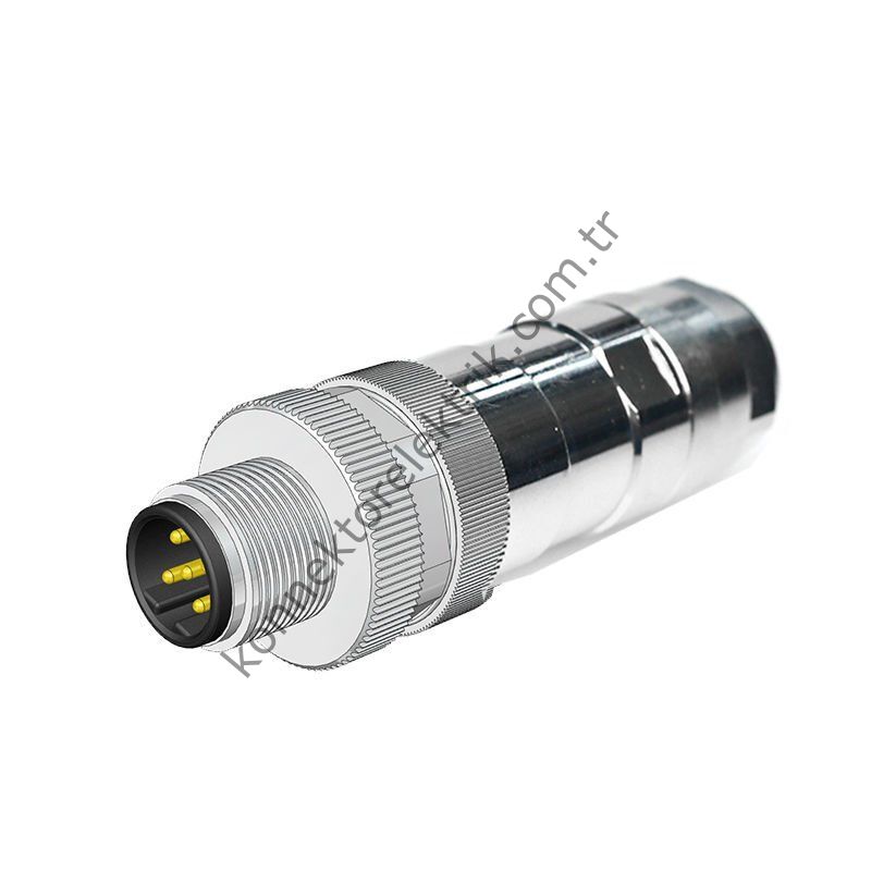 VELLEDQ M12 D Kod 5 Pin Erkek Metal Kasa Konnektör