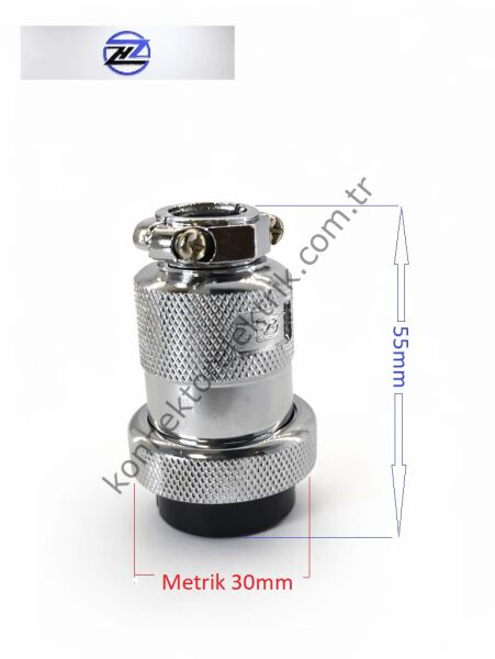 HZ CONNECTORS GX30 30M-2A 2 Pin Metal Kasa Kablo Tipi Dişi Mike (Mayk) Konnektör