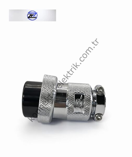 HZ CONNECTORS 30M-2A 2 Pinli Metal Kasa Düz Kablo Tipi  Dişi Konnektör