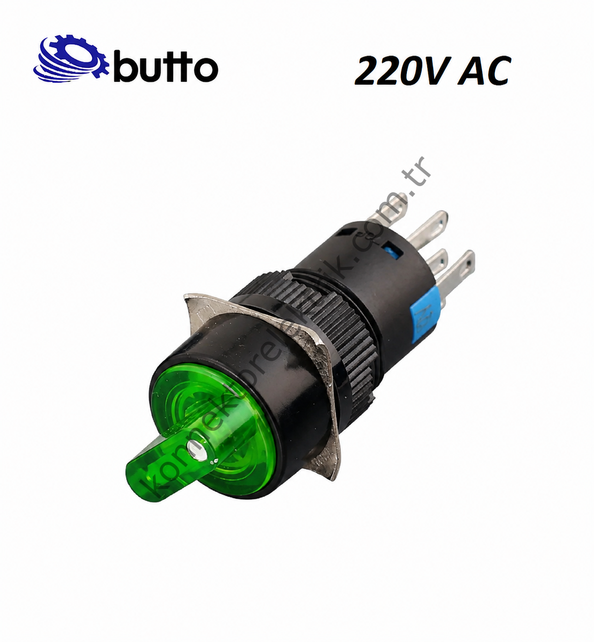 BUTTO K16-572-3-GA2  16mm Plastik Gövde 1-0-2 Kalıcı Mandal Buton Led Işıklı