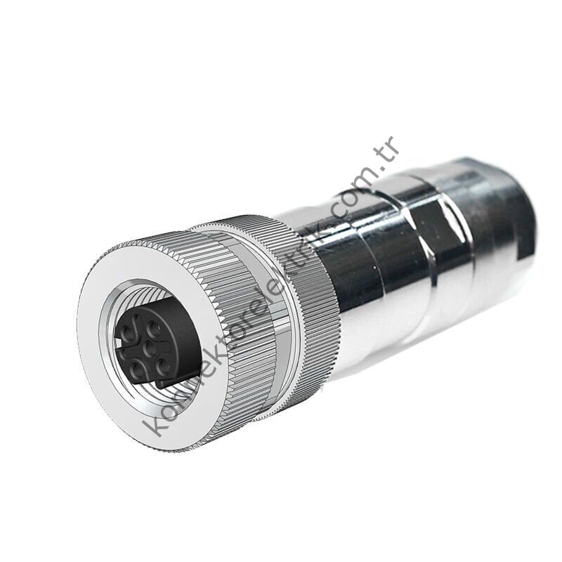 VELLEDQ M12 D Kod 5 Pin Dişi Metal Kasa Konnektör