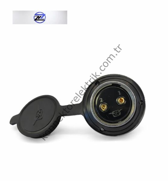 HZ CONNECTORS GX30 30M-2E Yuvarlak Flanş 2 Pin Metal Kasa Panel Tipi Erkek Mike (Mayk) Konnektör