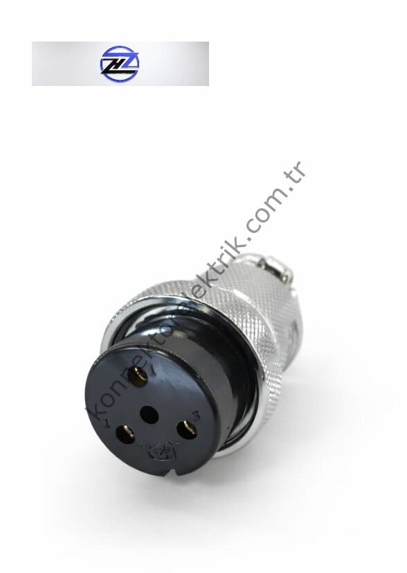HZ CONNECTORS GX30 30M-3A 3 Pin Metal Kasa Kablo Tipi Dişi Mike (Mayk) Konnektör