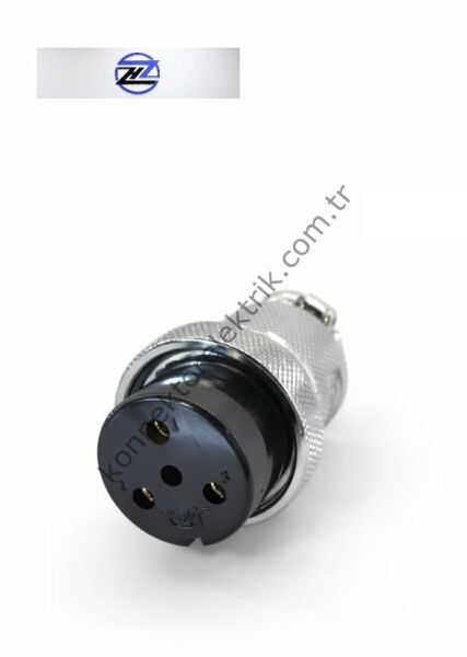 HZ CONNECTORS GX30 30M-3A 3 Pin Metal Kasa Kablo Tipi Dişi Mike (Mayk) Konnektör