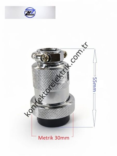 HZ CONNECTORS GX30 30M-4A 4 Pin Metal Kasa Kablo Tipi Dişi Mike (Mayk) Konnektör