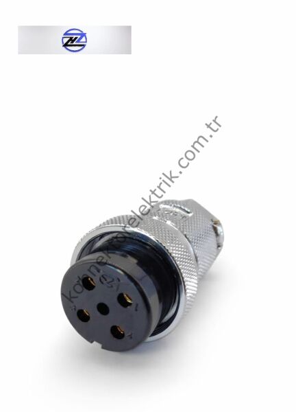 HZ CONNECTORS GX30 30M-4A 4 Pin Metal Kasa Kablo Tipi Dişi Mike (Mayk) Konnektör