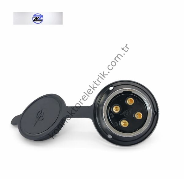 HZ CONNECTORS GX30 30M-4E Yuvarlak Flanş 4 Pin Metal Kasa Panel Tipi Erkek Mike (Mayk) Konnektör