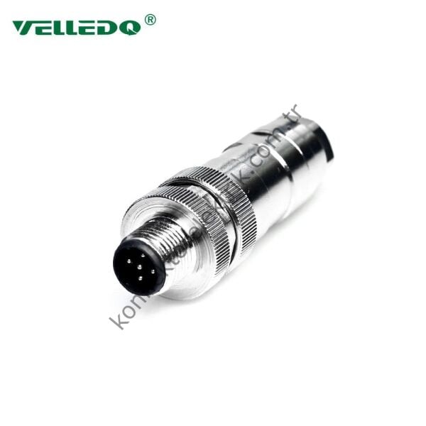 VELLEDQ M12 5 Pin Erkek Metal Kasa Konnektör