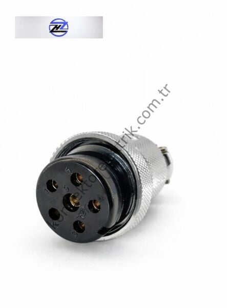 HZ CONNECTORS GX30 30M-6A 6 Pin Metal Kasa Kablo Tipi Dişi Mike (Mayk) Konnektör