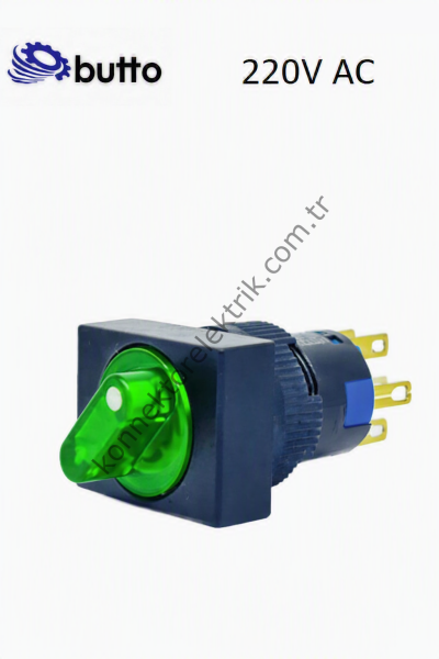 BUTTO K16-592-3-GA2  16mm Plastik Gövde 1-0-2 Kalıcı Mandal Buton Led Işıklı