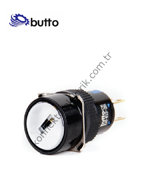 BUTTO K16-612-2 16mm Yuvarlak Plastik Gövde 0-1 Kalıcı Anahtarlı Buton