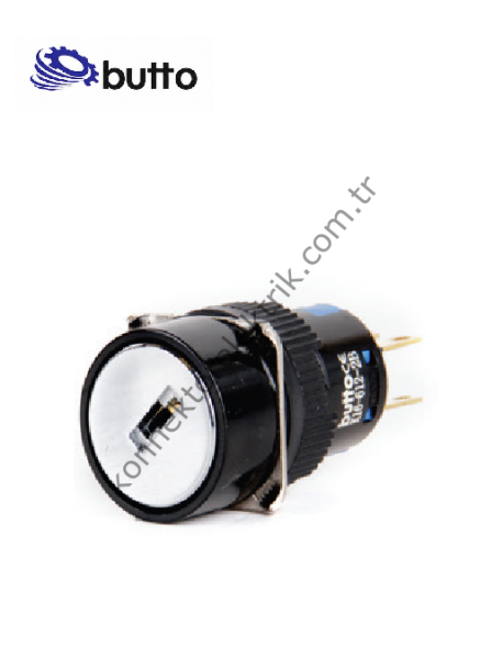 BUTTO K16-612-2 16mm Yuvarlak Plastik Gövde 0-1 Kalıcı Anahtarlı Buton