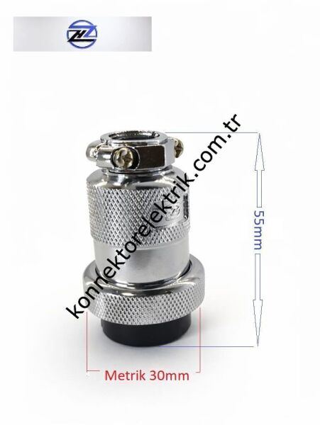 HZ CONNECTORS 30M-8A 8 Pinli Metal Kasa Düz Kablo Tipi  Dişi Konnektör