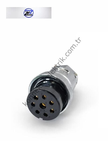 HZ CONNECTORS GX30 30M-8A 8 Pin Metal Kasa Kablo Tipi Dişi Mike (Mayk) Konnektör