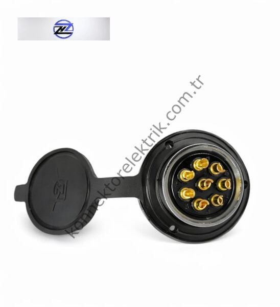 HZ CONNECTORS 30M-8E Yuvarlak Flanşlı 8 Pinli Metal Kasa Panel Tipi Erkek Konnektör