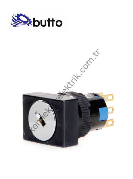 BUTTO K16-632-2 16mm Dikdörtgen Plastik Gövde 0-1 Kalıcı Anahtarlı Buton