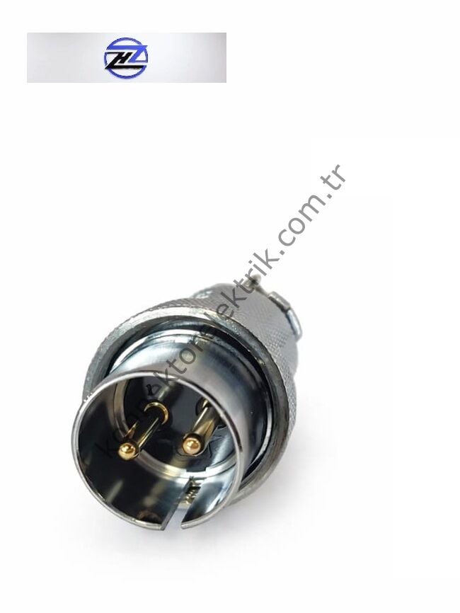 HZ CONNECTORS 30MF-2A 2 Pinli Metal Kasa Kablo Tipi Düz Erkek Konnektör