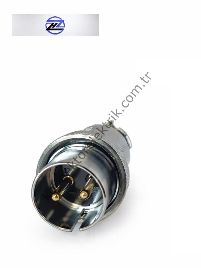HZ CONNECTORS GX30 30MF-2A 2 Pin Metal Kasa Kablo Tipi Erkek Mike (Mayk) Konnektör