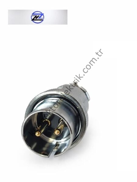 HZ CONNECTORS 30MF-2A 2 Pinli Metal Kasa Kablo Tipi Düz Erkek Konnektör