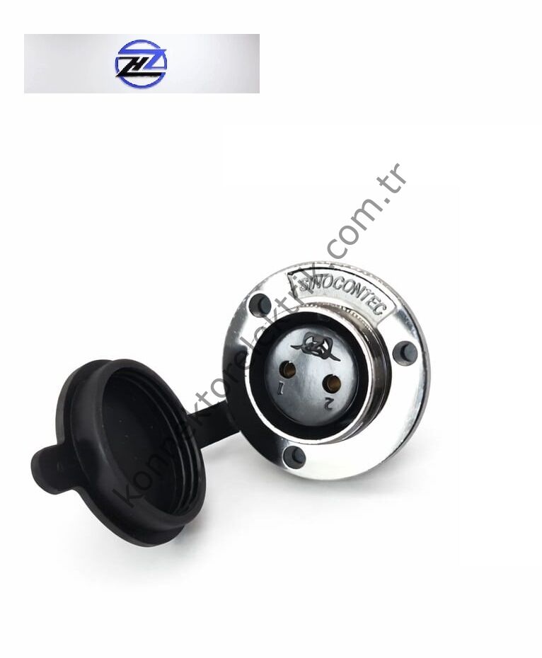 HZ CONNECTORS GX30 30MF-2E Yuvarlak Flanş 2 Pin Metal Kasa Panel Tipi Dişi Mike (Mayk) Konnektör